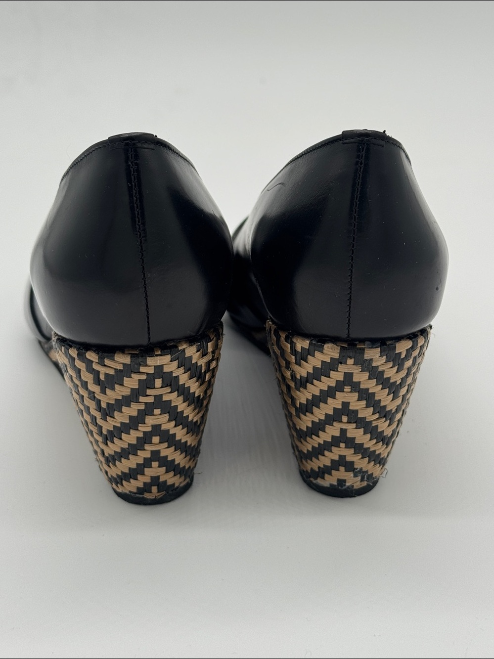 Anyi Lu black leather peep toe wedge heels - Picture 5 of 10